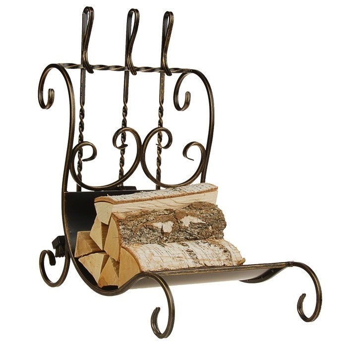 Дровница кованая с набором для камина SafaMaster DN764AGK бронза