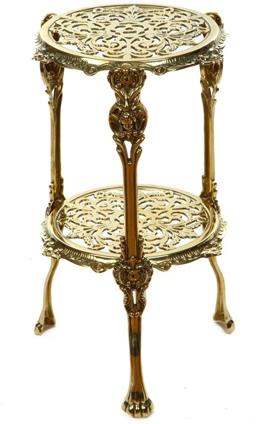 Столик латунь (2 столешницы, круглые) 00373