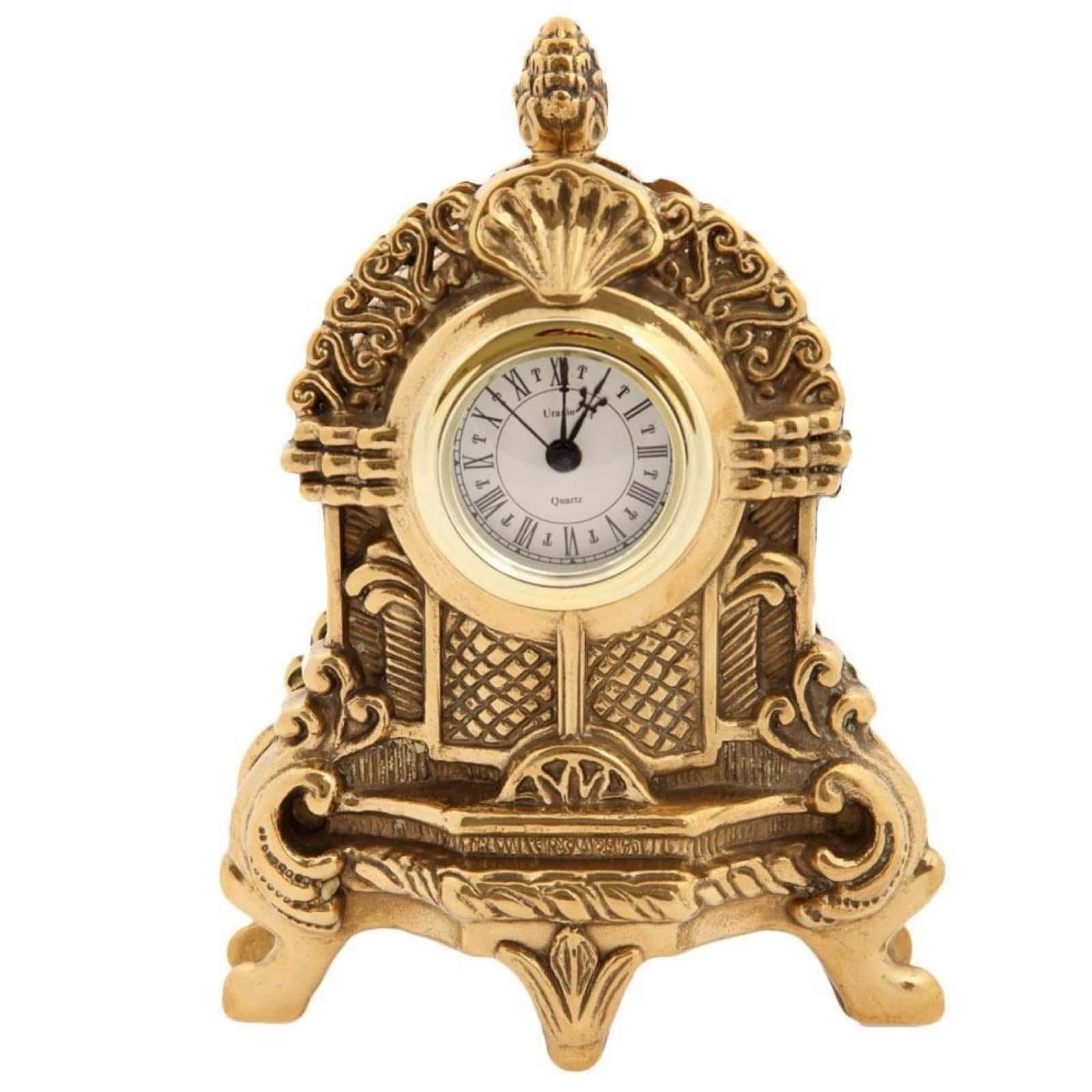 Классические часы настольные в гостиную маленькие, латунь 01271