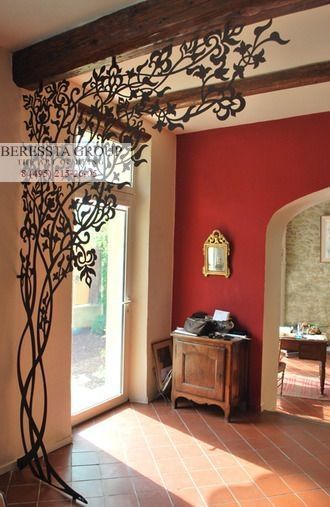 Перегородка для зонирования пространства. Металл, массив дуба L0207