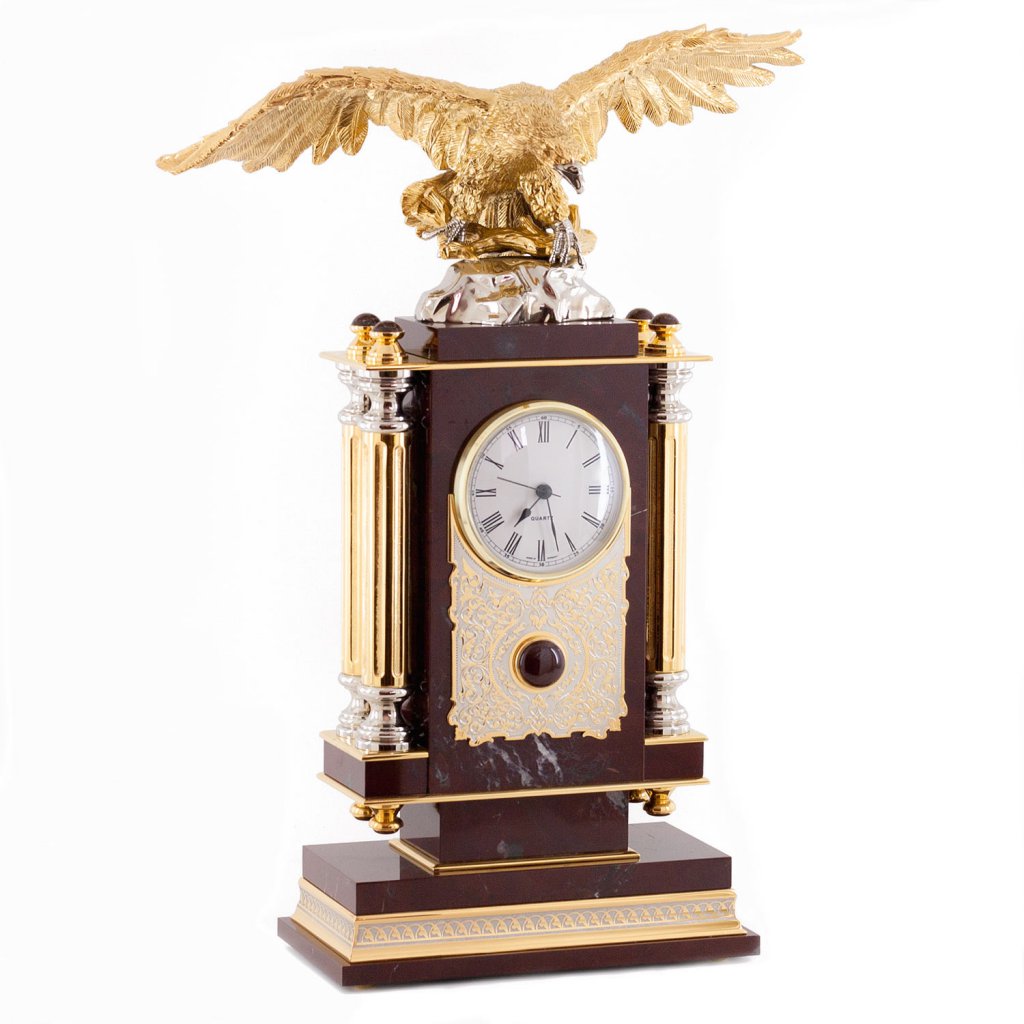  Каминные часы с камнем "Орел" камень яшма 005009