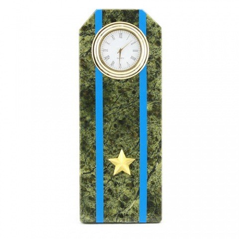  Настольные часы в гостиную "Погон майор ВВС, ВКС, ВДВ" камень змеевик 003175