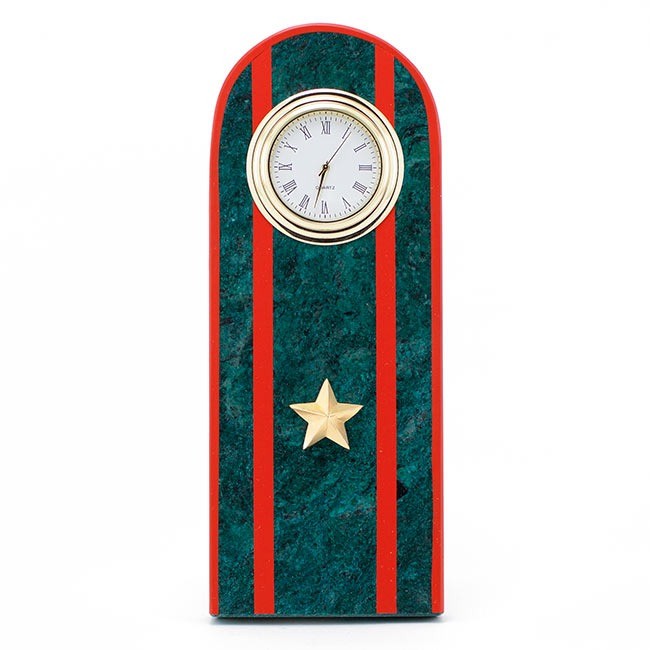  Настольные часы "Погон майор МВД" в гостиную, погон нового образца змеевик 003986