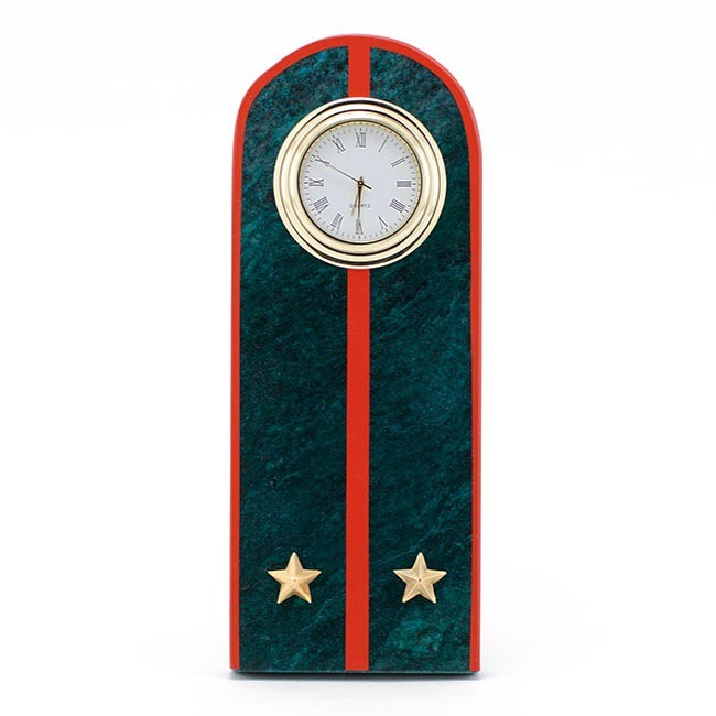  Настольные часы "Погон лейтенант МВД" в гостиную, погон нового образца змеевик 003983