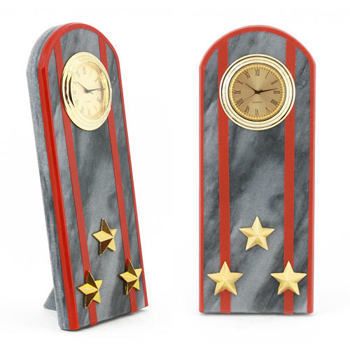  Настольные часы в гостиную "Погон полковник МВД" камень мрамор 003183