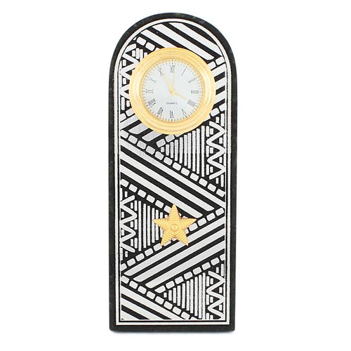 Часы " Погон генерал" настольные, в гостиную, цвет серебро камень змеевик 003530