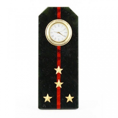  Настольные часы в гостиную "Погон капитан МП ВМФ" камень змеевик 003508