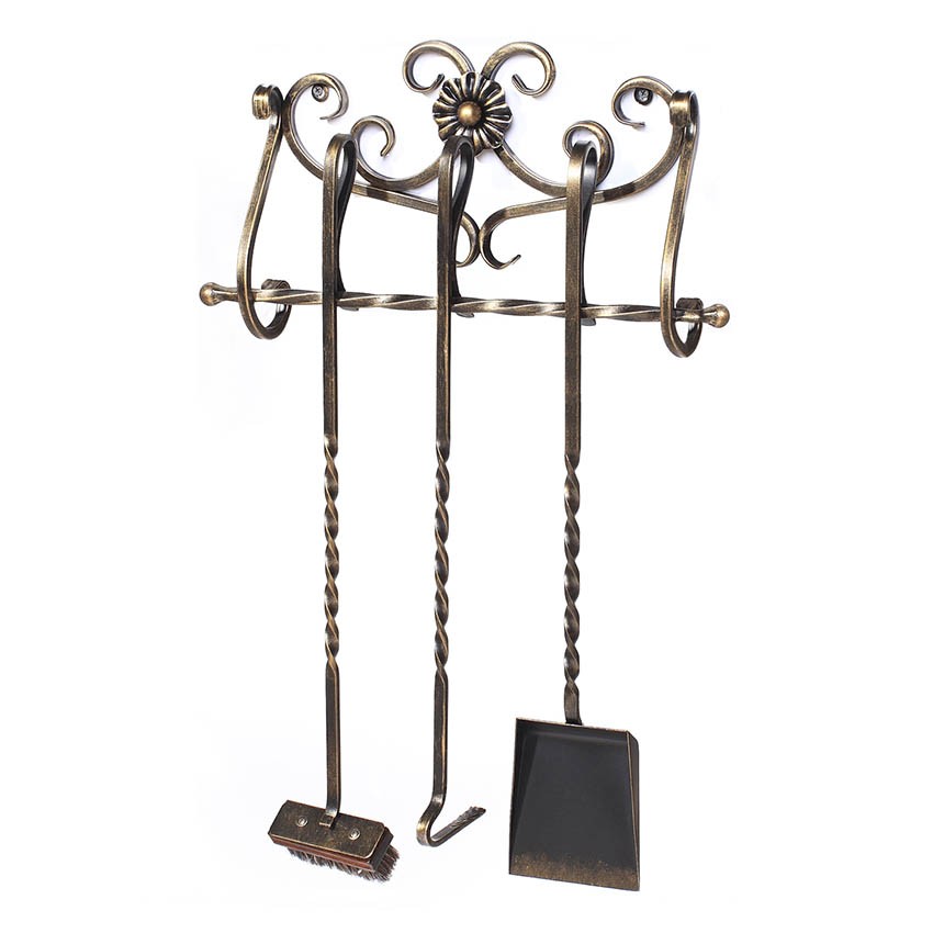 Набор аксессуаров для камина настенный кованый  из 3 предметов SafaMaster KN765AGK
