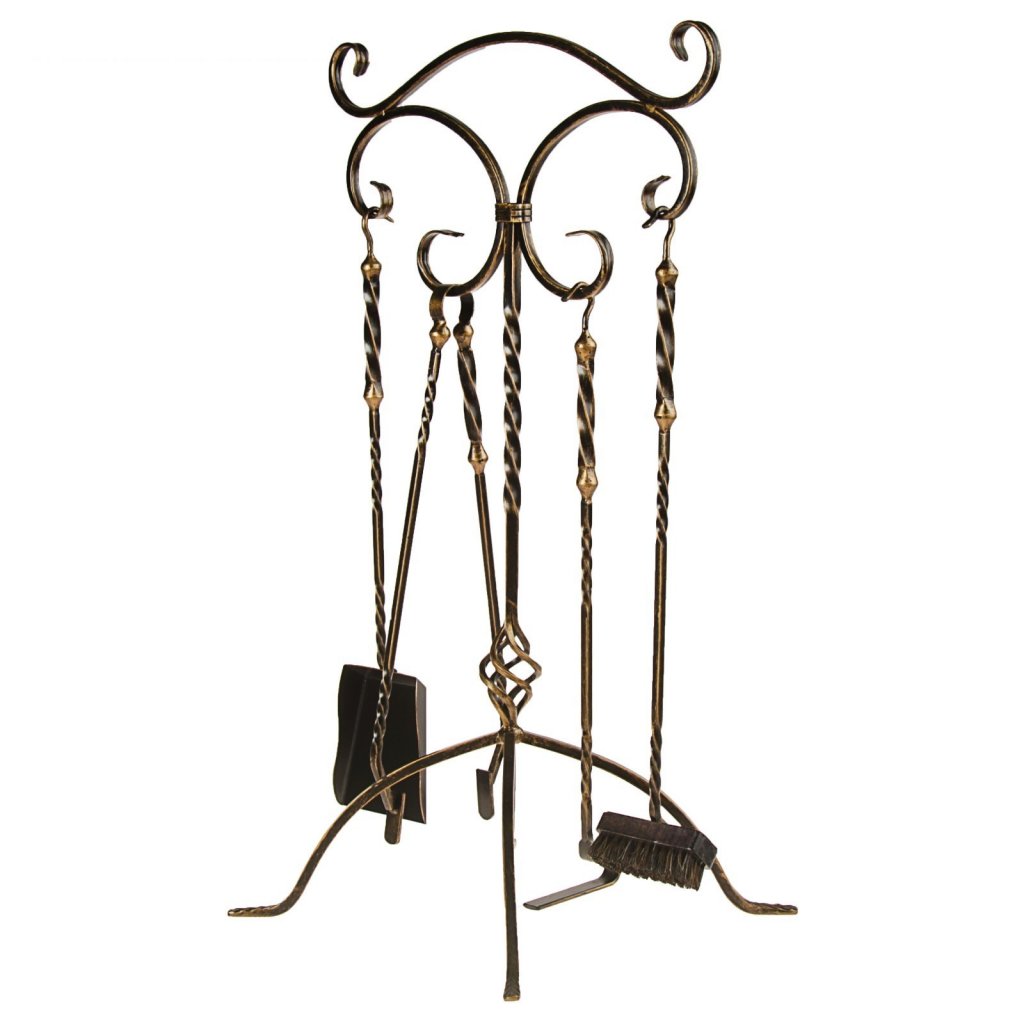 Кованый набор для камина из 4 предметов и стойки SafaMaster KN762