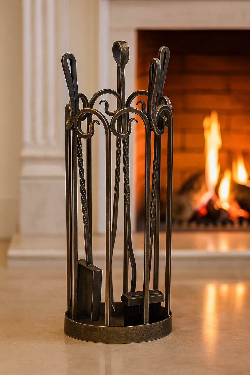 Набор для камина и печи кованый из 4 предметов, ковка SafaMaster KN751AGK