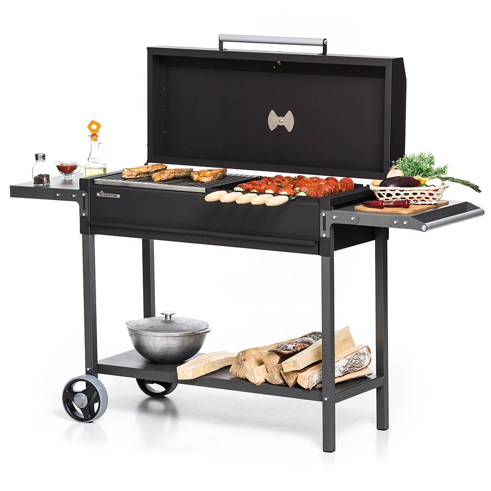 Дровяной гриль-мангал МАН 305 на колесах с крышкой барбекю