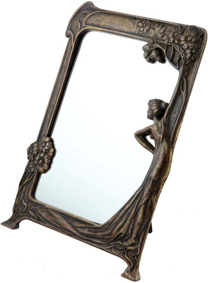 Зеркало в прихожую ванную "Леди", темная латунь 130055