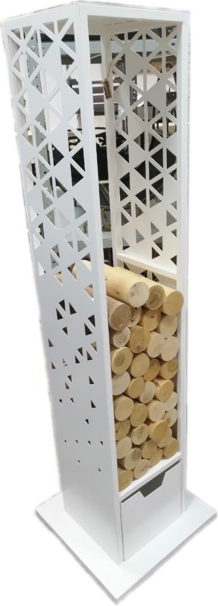 Дровница уличная для дачи/бани лофт белая «Сюрприз с ящиком для дров и щепок Safamaster»