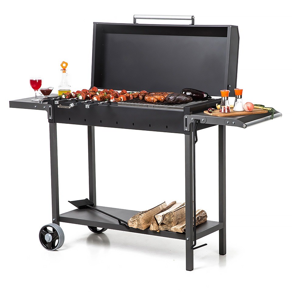 Гриль-мангал МАН 303 из металла с крышкой на колесах