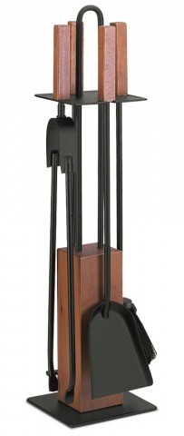 Набор для камина с 4 аксессуарами, деревянными ручками и стойкой 50.542L, Италия
