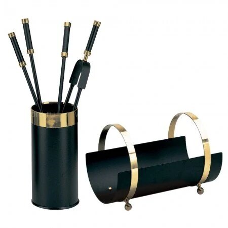 Набор аксессуаров для камина с дровницей черный (10.508/10.049N)