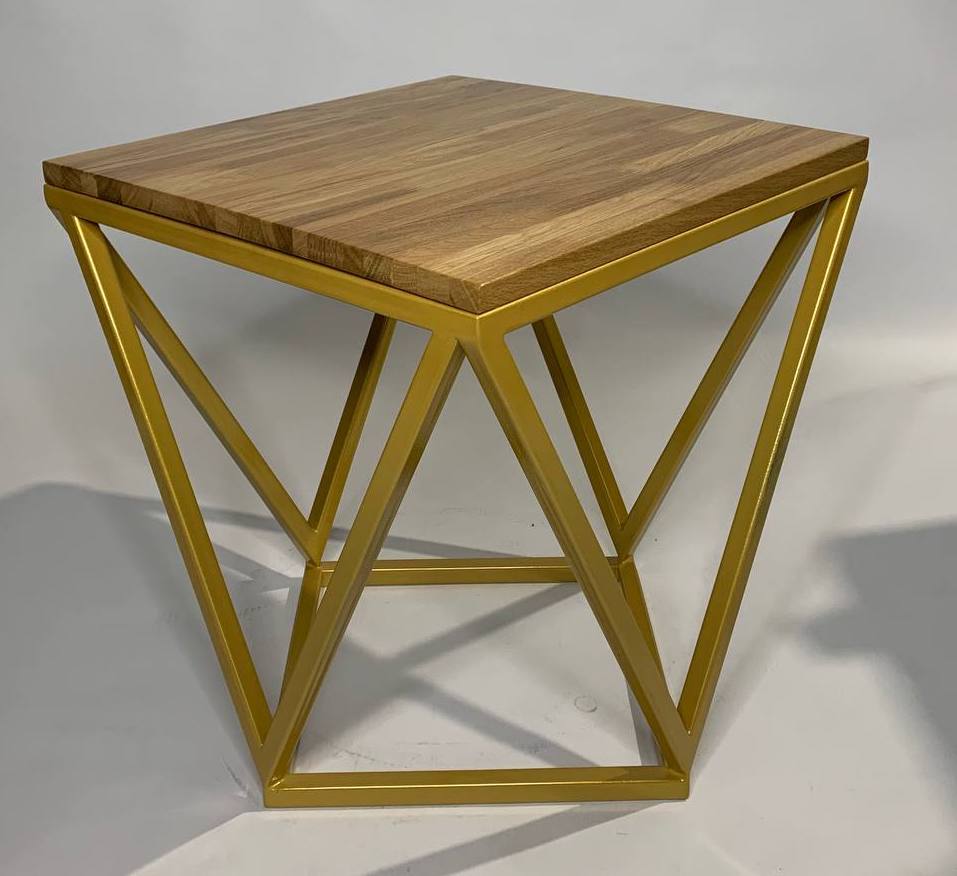 Журнальный столик лофт СТ1. Металл+ массив дуба 