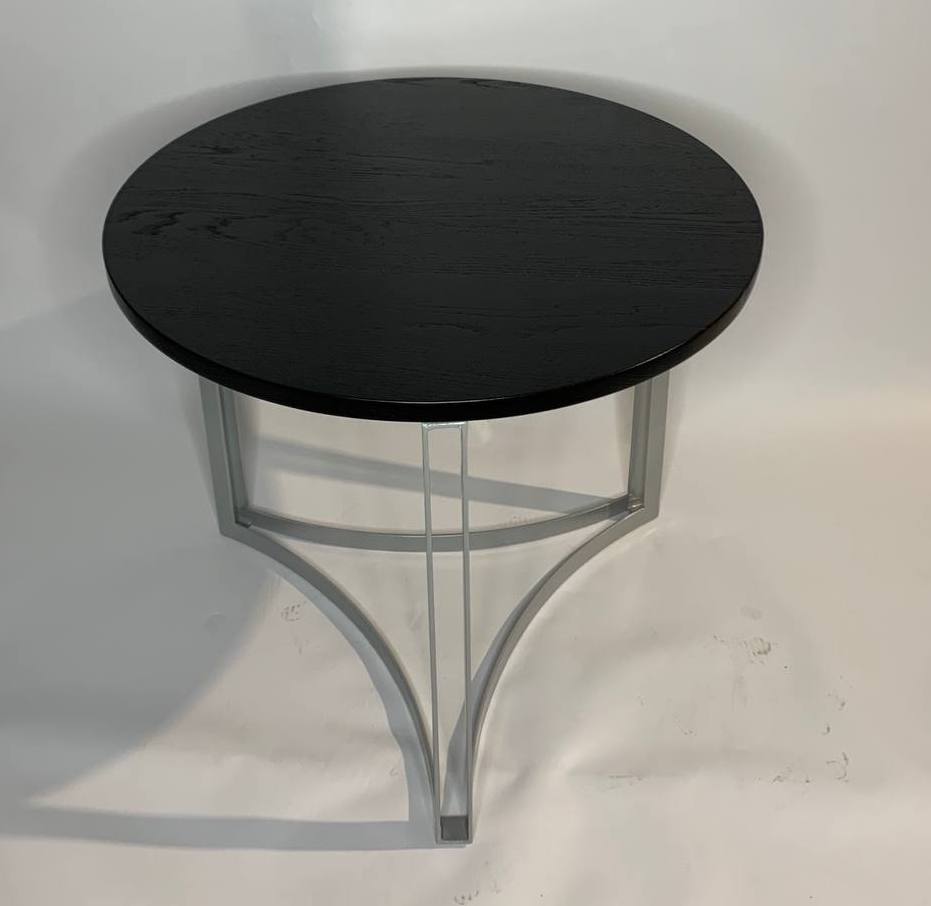 Круглый журнальный столик лофт СТ17.  Металл+ массив дуба