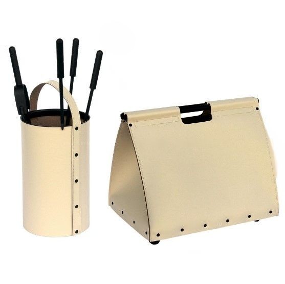 Набор аксессуаров для камина с дровницей бежевый (50.240P/50.046P), Италия