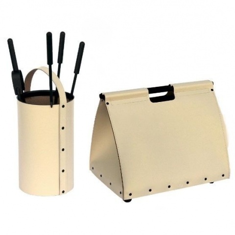 Набор аксессуаров для камина с дровницей бежевый (50.240P/50.046P), Италия
