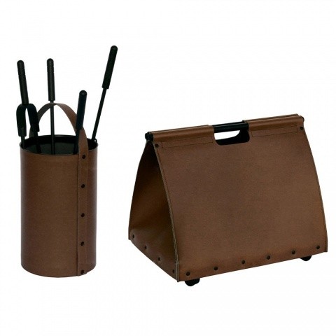 Набор аксессуаров для камина с дровницей коричневый (50.240/50.046), Италия