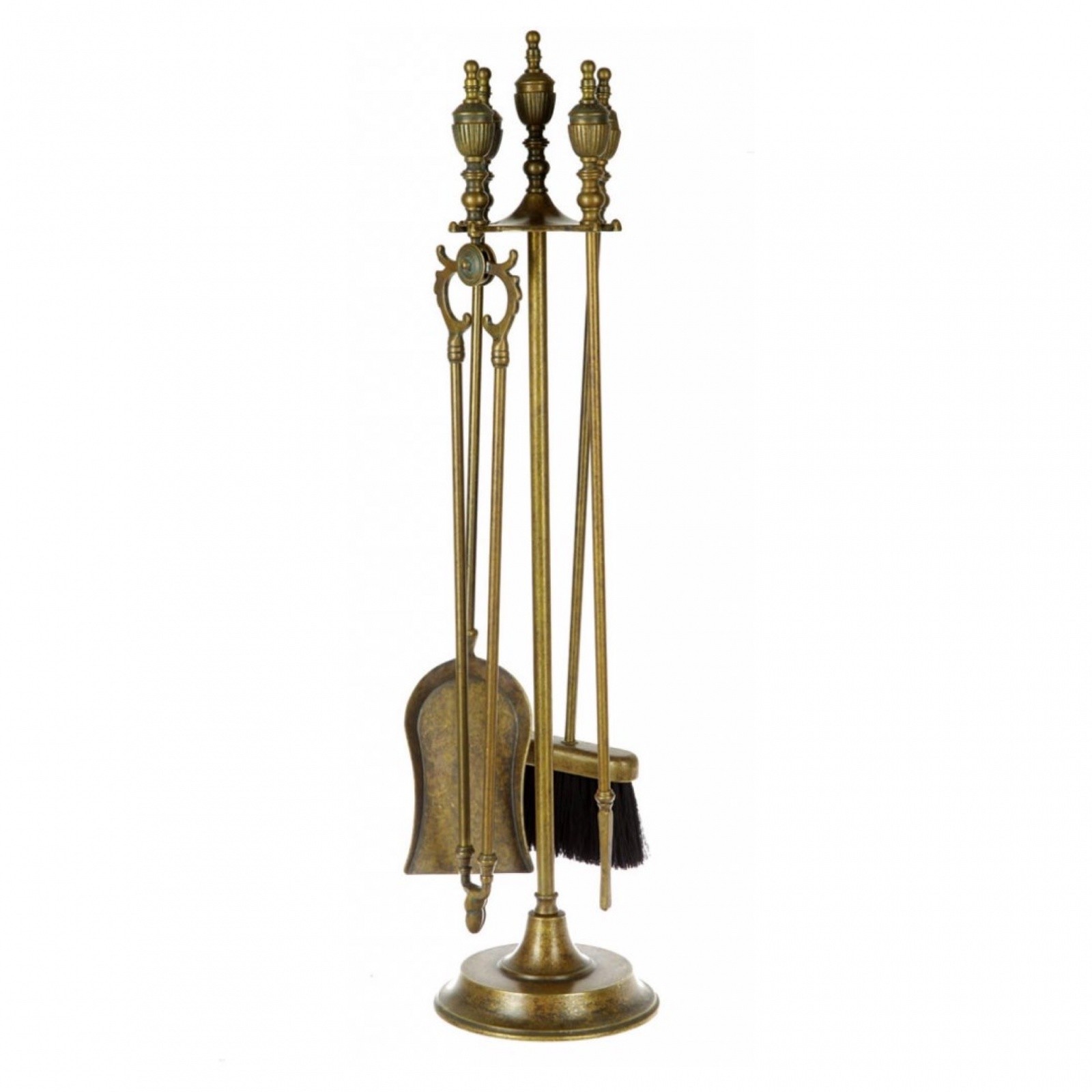 Набор для камина из 4 аксессуаров: совок, метелка, щипцы, кочерга цвета античная латунь130482, Италия