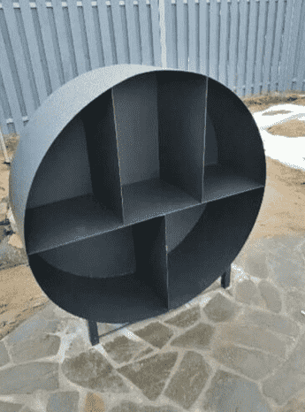 Дровница уличная для дачи, бани из металла круглая настенная/на ножка для дров и щепок «SafaMaster 46»