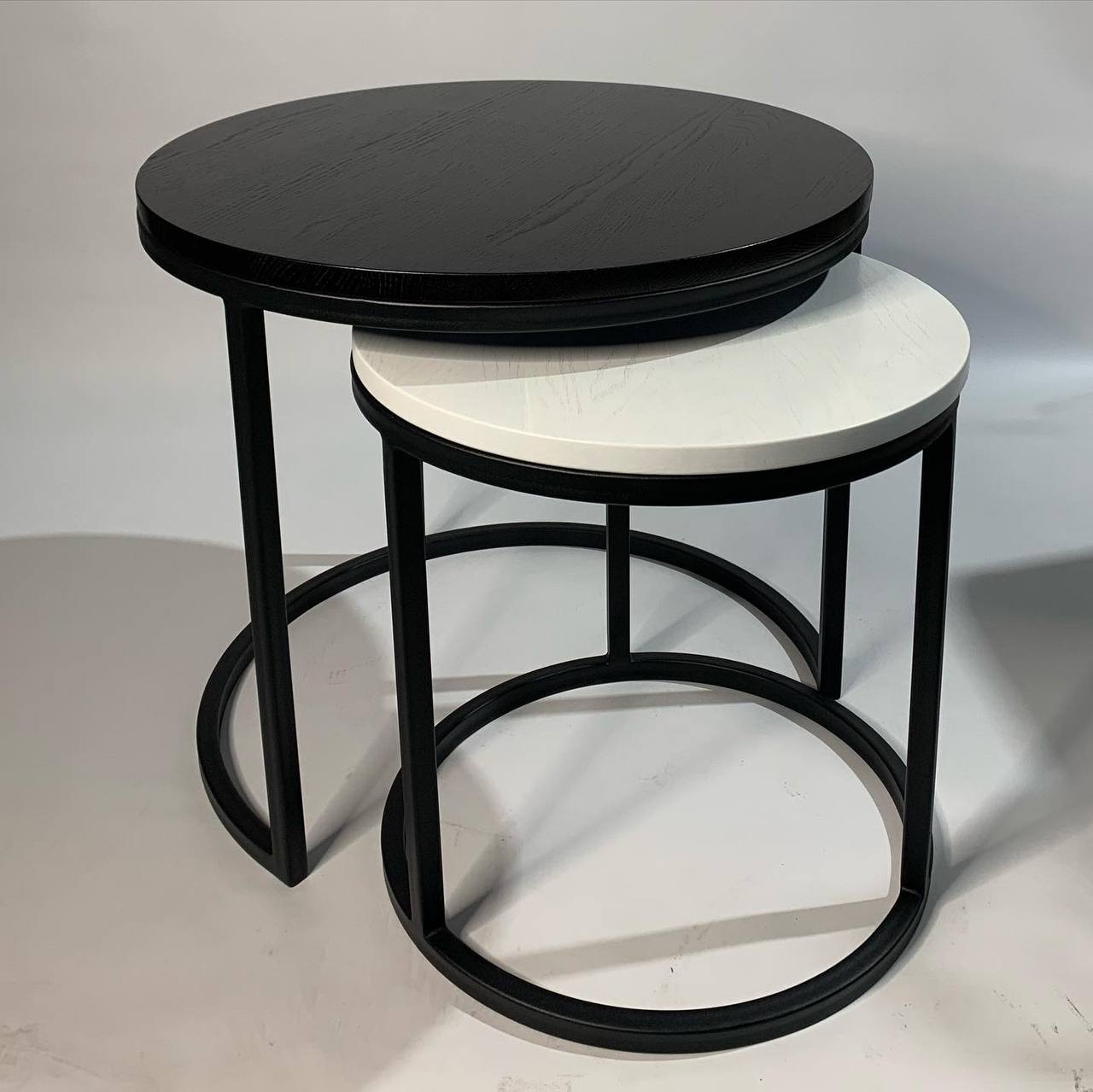 Журнальный/кофейный столик лофт приставной сдвоенный СТ4. Металл + массив дуба