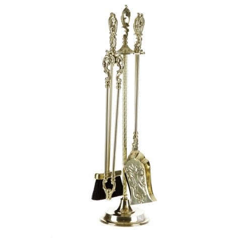 Набор предметов для камина, 3 аксессуара: метелка, совок, щипцы 00474 Италия(латунь)