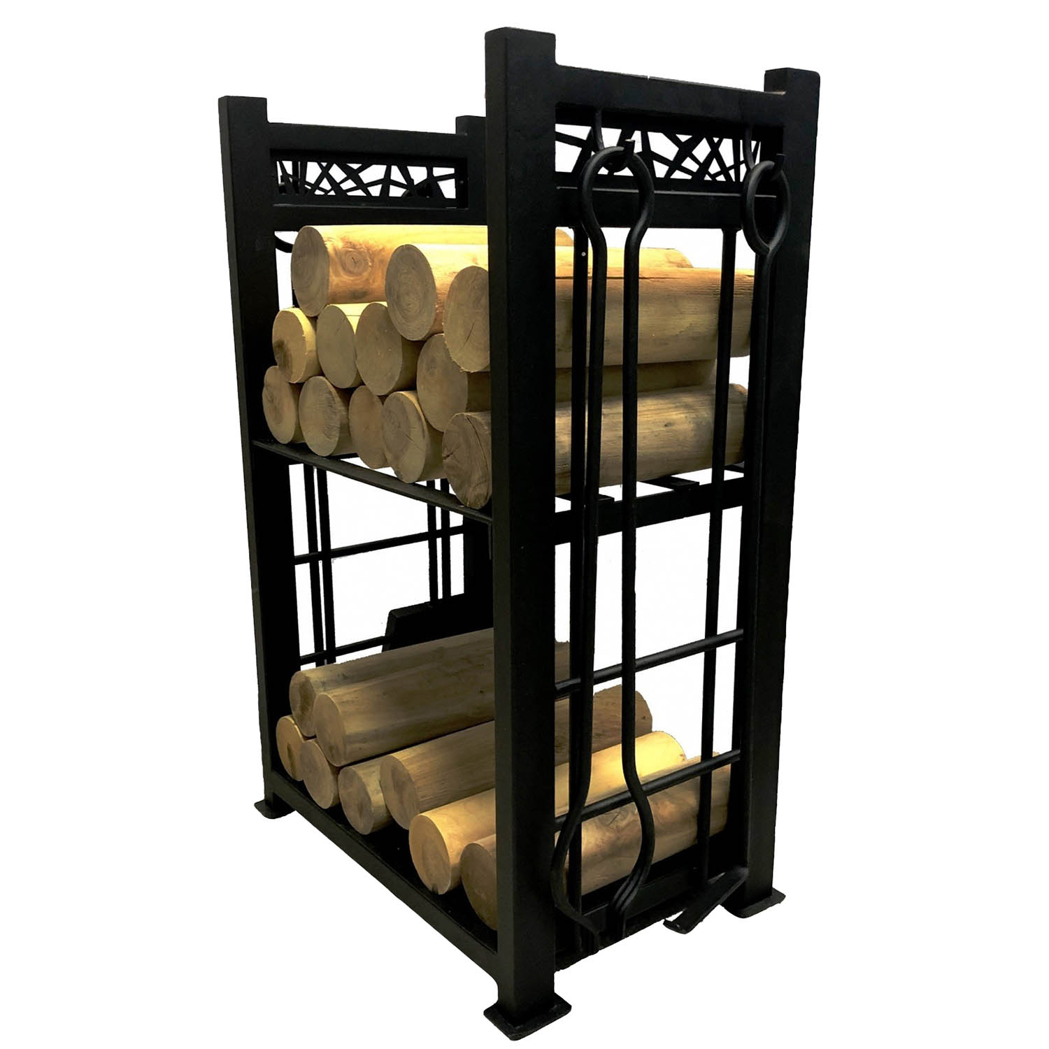 Дровница с набором для камина/печи из металла с набором для камина SafaMaster FT100-2 с лазерной резкой, лофт