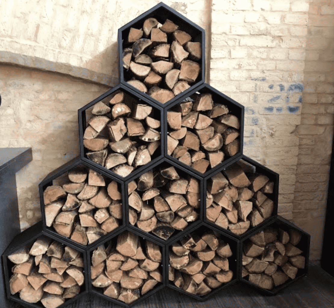 Дровница для дачи /бани уличная для дров лофт из металла Соты малые «SafaMaster 58»