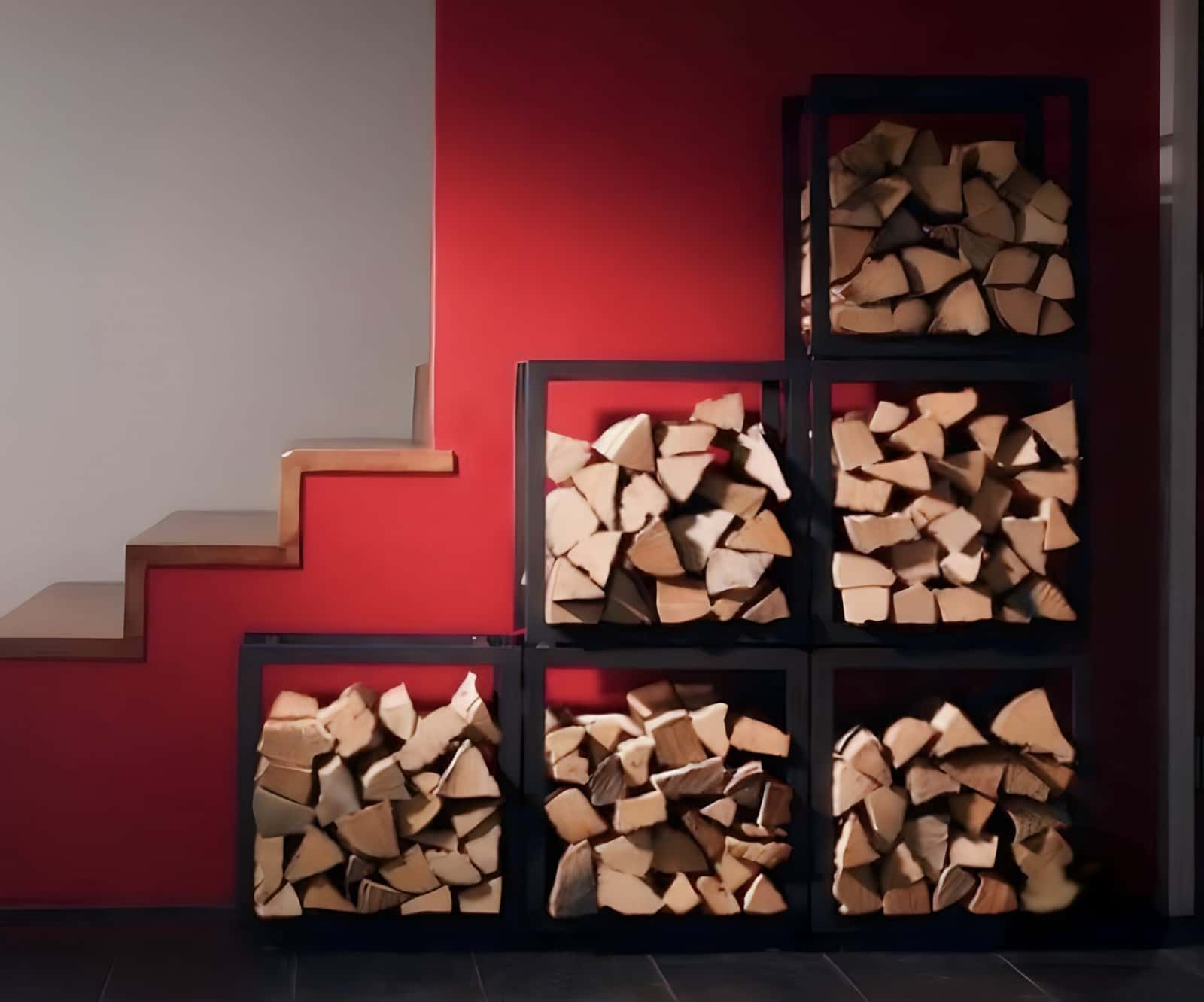 Дровница для камина, бани из металла, стеллаж для дров лофт «Safamaster 70 Лестница» разборная