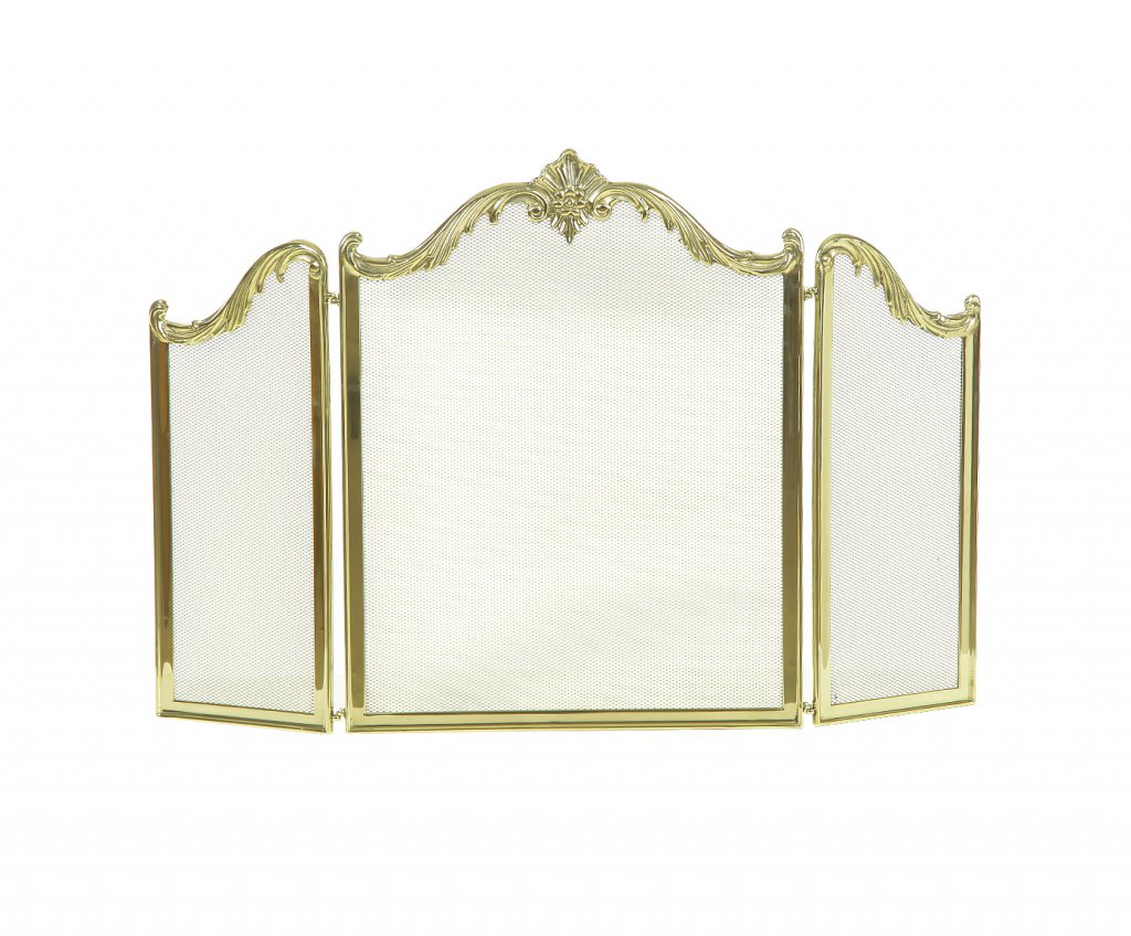 Защитный декоративный трехстворчатый экран для камина F-229.0, Италия, латунь
