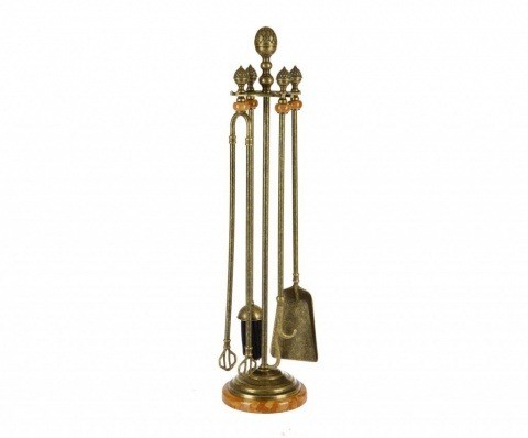 Набор для камина мрамор красного цвета, цвет античная латунь 1150AMR, Италия