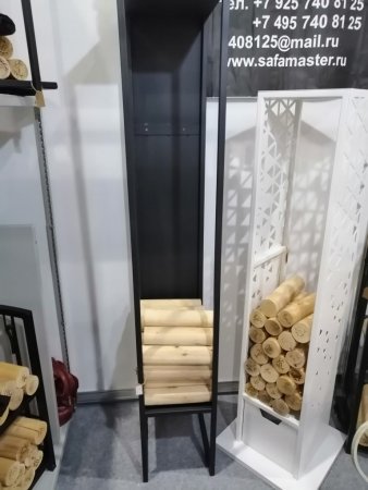 Стеллаж для дров из металла  белый «Сюрприз с ящиком для дров и щепок Safamaster»