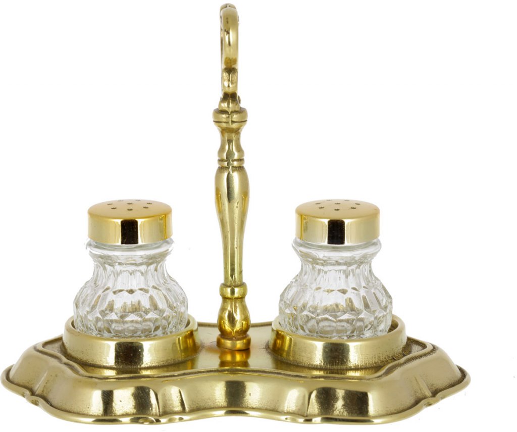 Солонка и перечница стеклянные на подставке 00555