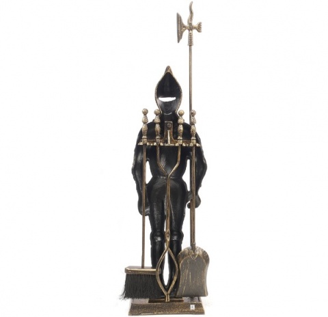 Каминный набор "Рыцарь большой с аксессуарами для камина" D98051AB, 4 предмета, 110 см, античная бронза