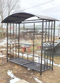 Дровник уличный из металла кованый малый  с крышей «SafaMaster 61» 