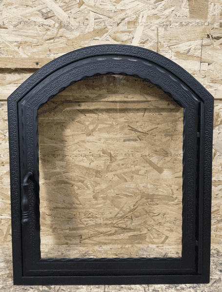 Дверца для камина/печи арочная с огнеупорным стеклом кованая