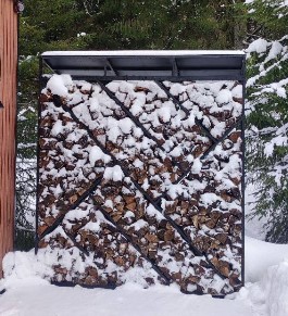 Большая дровница уличная для бани, дачи из металла с односкатной крышей Safamaster 49-2