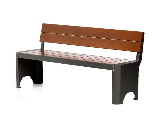 Скамейка уличная со спинкой лофт City S CI-160S для мангальной зоны(GZ-02), беседки, открытых пространств. Из металла и дерева