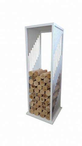 Дровница уличная для дачи/бани/ из металла белая с лазерной резкой  лофт Safamaster D772W-1