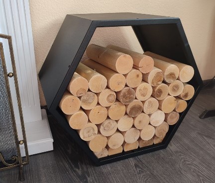 Дровник уличный лофт из металла Сота наборный для дачи и дома (соединяется любое количество сот)