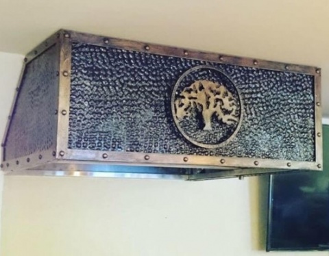 Вытяжной зонт для мангала, барбекю, печи широкий с рисунком (вытяжка для мангала в беседку, мангальную зону)