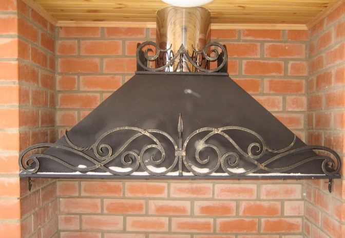 Вытяжной зонт для мангала, печи(вытяжка для печной мангальной зоны) с ковкой