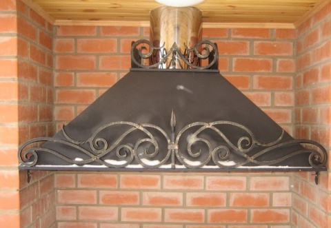 Вытяжной зонт для мангала, печи(вытяжка для печной мангальной зоны) с ковкой