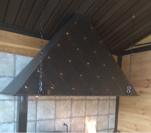 Вытяжка для мангала, печи в беседку, помещение узкая с ковкой (вытяжной зонт для печных и мангальных зон) 
