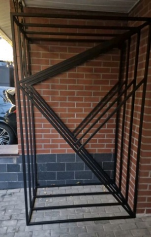 Дровница уличная, для дачи, бани частного дома из металла в стиле лофт Safamaster 77(профильная труба)