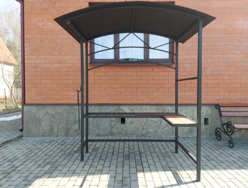Навес для мангала из металла с металлической крышей для дачи, частного дома(для небольшой мангальной зоны)