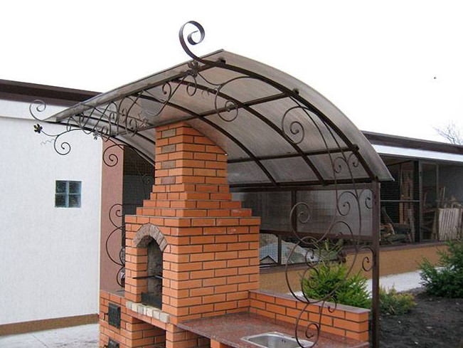Навес для мангала, барбекю кованый из поликарбоната
